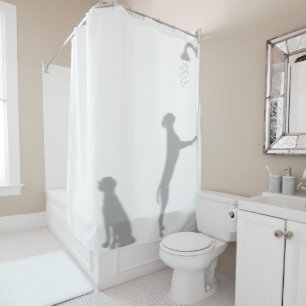 Dogs In Shower Behind Silhouette Shadow Funny Fun