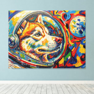 DOGS IN SPACE-HUSKY 2 CANVAS PRINT