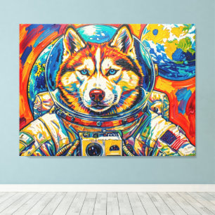DOGS IN SPACE-HUSKY 3 CANVAS PRINT