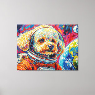 DOGS IN SPACE-POODLE 10 CANVAS PRINT