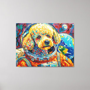 DOGS IN SPACE-POODLE 14 CANVAS PRINT