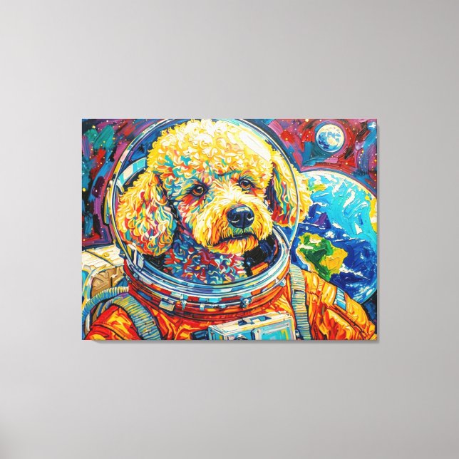 DOGS IN SPACE-POODLE 14 CANVAS PRINT (Front)