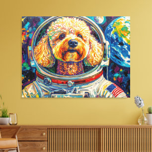 DOGS IN SPACE-POODLE 17 CANVAS PRINT
