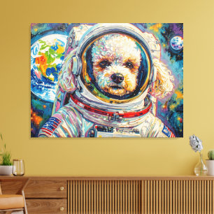 DOGS IN SPACE-POODLE 19 CANVAS PRINT