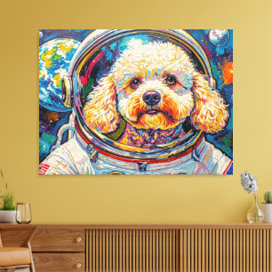 DOGS IN SPACE-POODLE 20 CANVAS PRINT