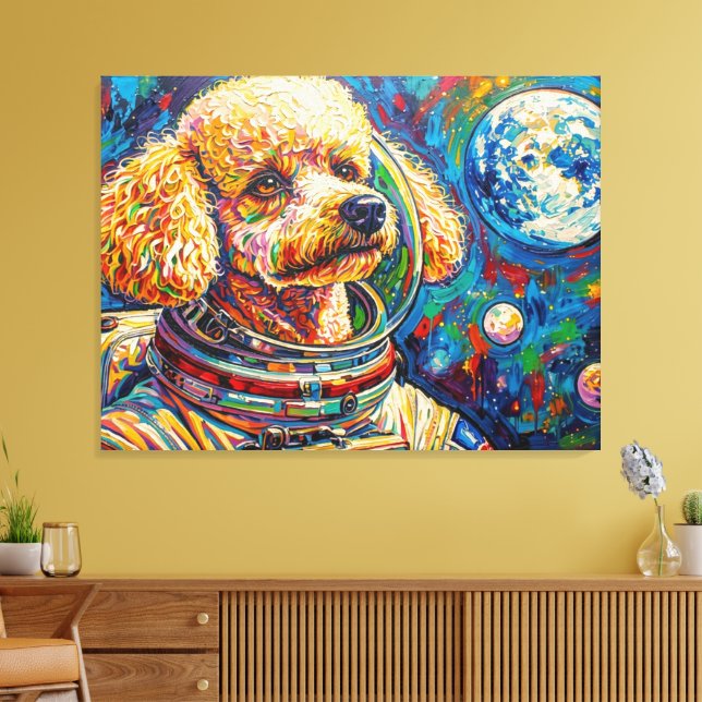 DOGS IN SPACE-POODLE 22 CANVAS PRINT (Insitu(LivingRoom))
