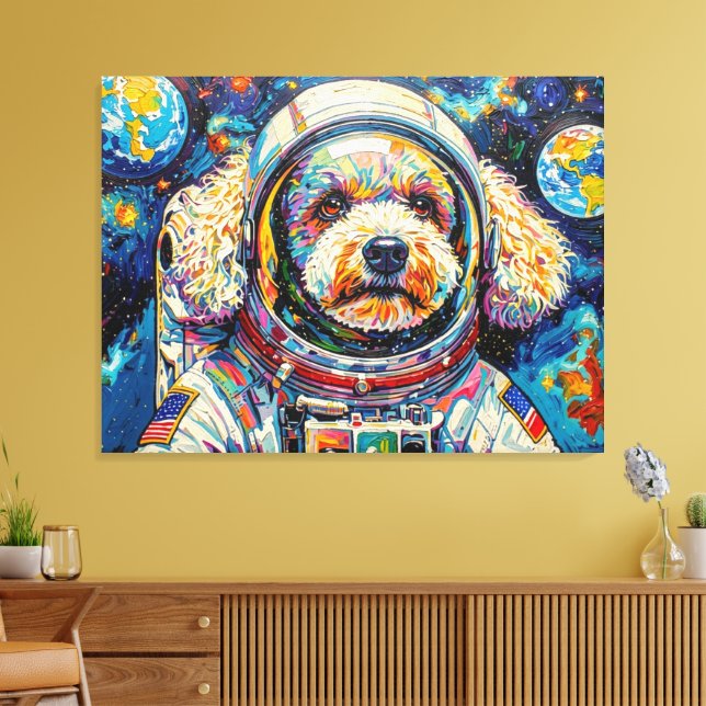 DOGS IN SPACE-POODLE 23 CANVAS PRINT (Insitu(LivingRoom))