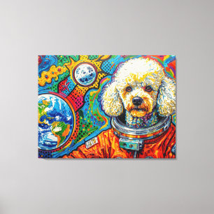 DOGS IN SPACE-POODLE 5 CANVAS PRINT