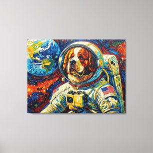 DOGS IN SPACE-ST BERNARD 6 CANVAS PRINT