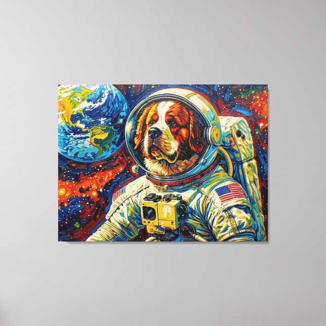 DOGS IN SPACE-ST BERNARD 6 CANVAS PRINT (Front)