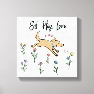 Dogs in the Garden II   Eat Play Love Canvas Print