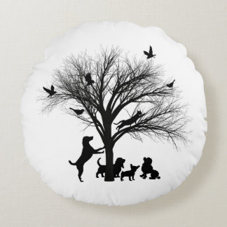 Dogs in the Park Round Pillow