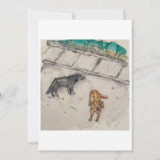 Dogs in the Street Greeting Card