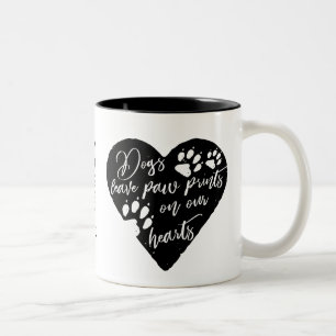 Dogs leave paw prints on our hearts Pet Love Two-Tone Coffee Mug