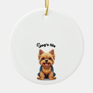 Dog's Life Fun Yorkshire Terrier Illustration Ceramic Ornament