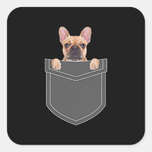 Dogs Lovers French Bulldog In My Pocket Apparel Square Sticker