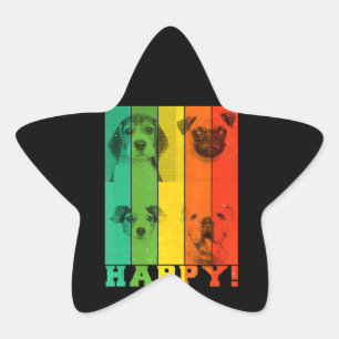 Dogs Make Me Happy Beagle Dog Mom Dad Gift Star Sticker