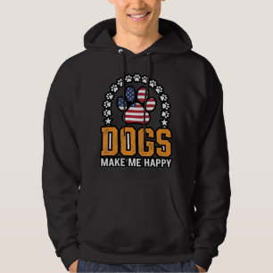 Dogs Make Me Happy Patriotic Paw Vintage Shirt Des