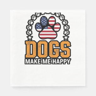 Dogs Make Me Happy Patriotic Paw Vintage Shirt Des Napkin