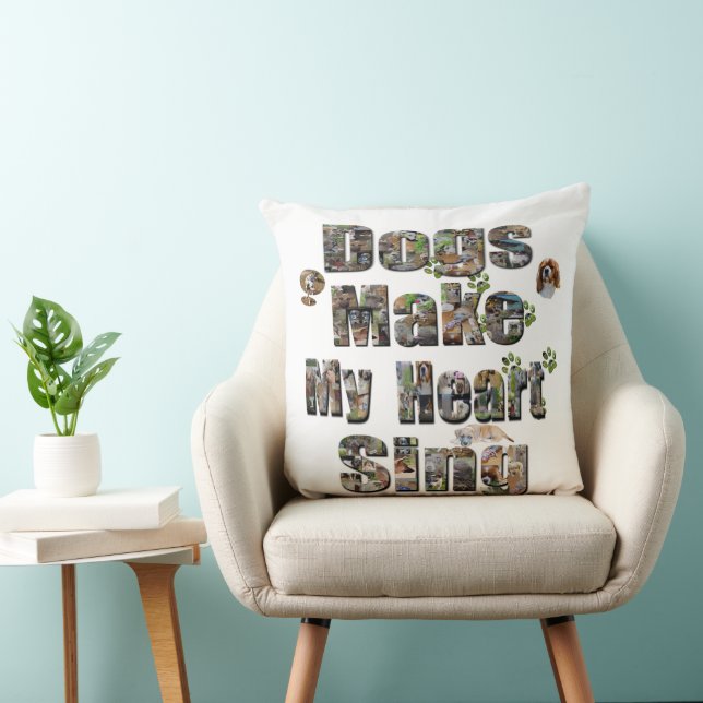 Dogs Make My Heart Sing Picture Logo, Throw Pillow (Chair)