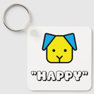 Dogs make us happy cute Dog face with text Keychain