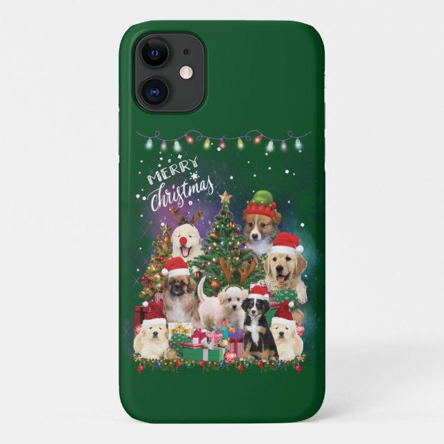 Dogs Merry Christmas Light Case-Mate iPhone Case (Back)