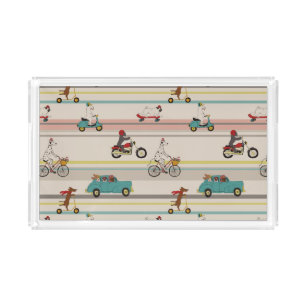 Dogs Moving in Vehicles Pattern Acrylic Tray