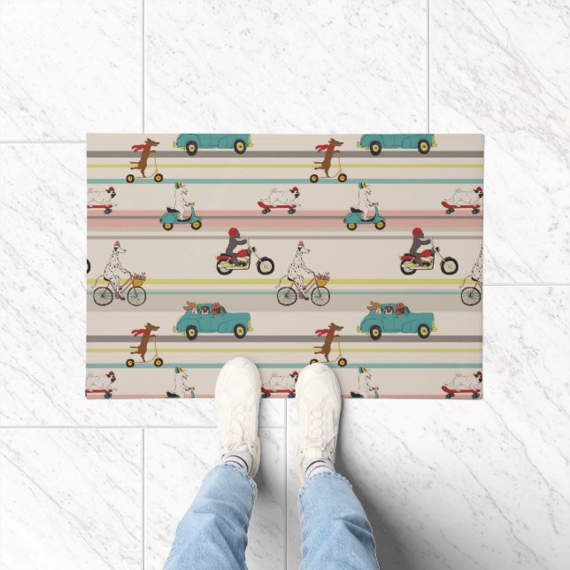 Dogs Moving in Vehicles Pattern Doormat (Indoor)