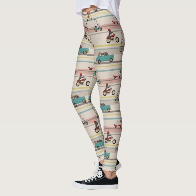 Dogs Moving in Vehicles Pattern Leggings (Left)
