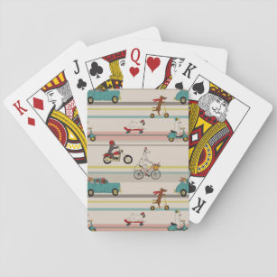 Dogs Moving in Vehicles Pattern Playing Cards