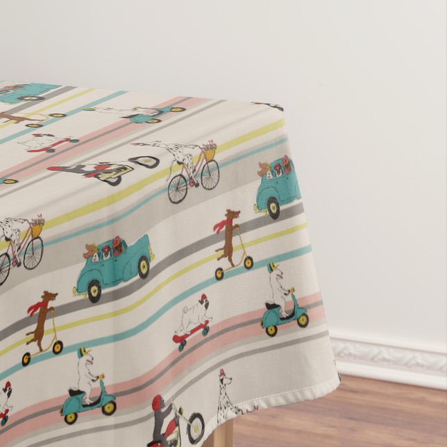 Dogs Moving in Vehicles Pattern Tablecloth (In Situ)