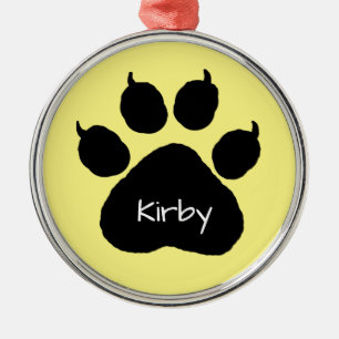 Dog's Name Personalized Paw Print Christmas  Metal Metal Ornament