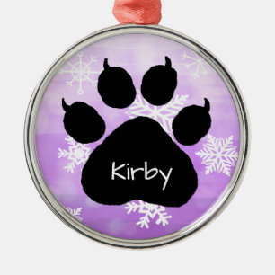 Dog's Name Personalized Paw Print Christmas  Metal Ornament
