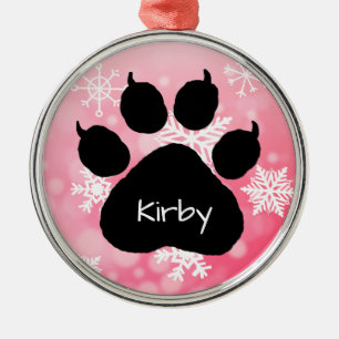 Dog's Name Personalized Paw Print Christmas    Metal Ornament
