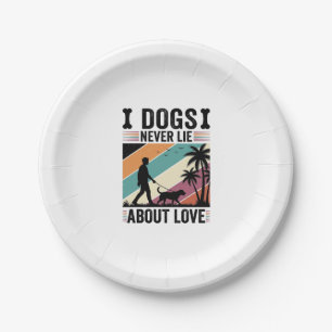 Dogs Never Lie About Love Vintage Walking Dog Desi Paper Plate