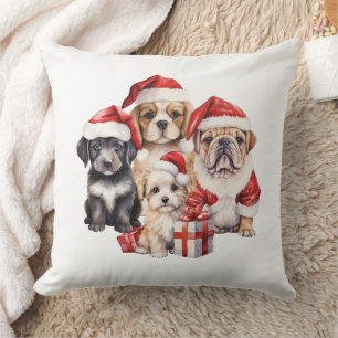 'Dogs of Christmas' cute dog lover Throw Pillow