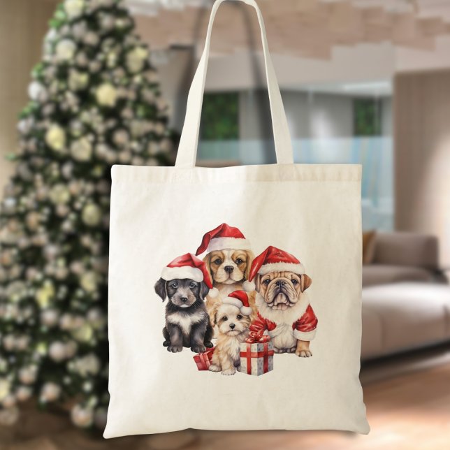 'Dogs of Christmas' cute dog lover tote bag (Creator Uploaded)
