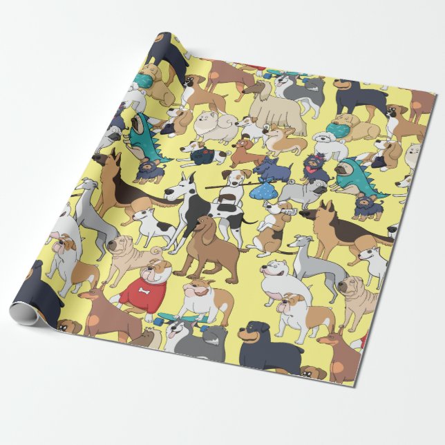 Dogs of the World Wrapping Paper (Unrolled)