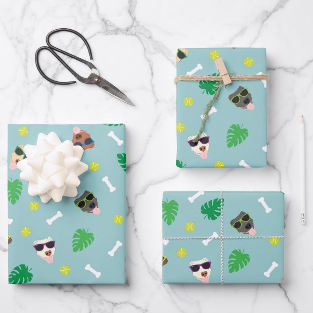 Dogs on Vacation Wrapping Paper Sheet (Front)