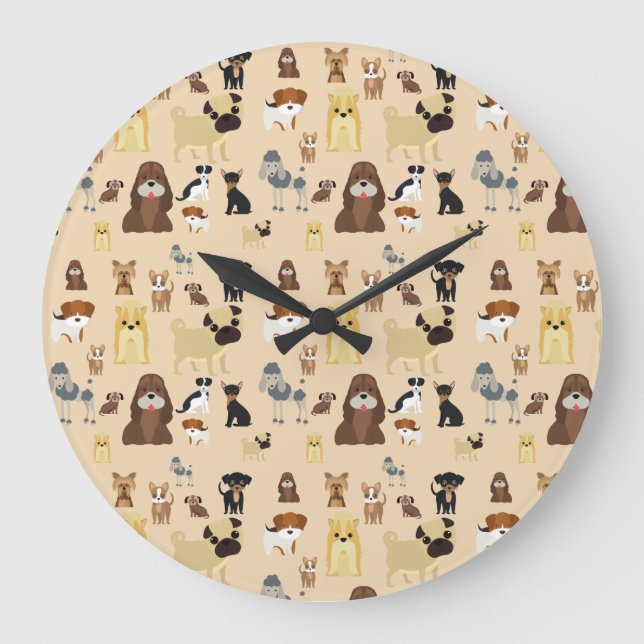 dogs pattern large clock (Front)