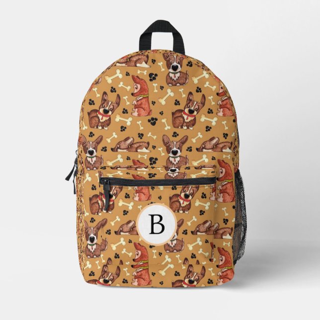 DOGS PATTERN PAW PRINTS AND DOG BONES PATTERN NAME PRINTED BACKPACK (Front)