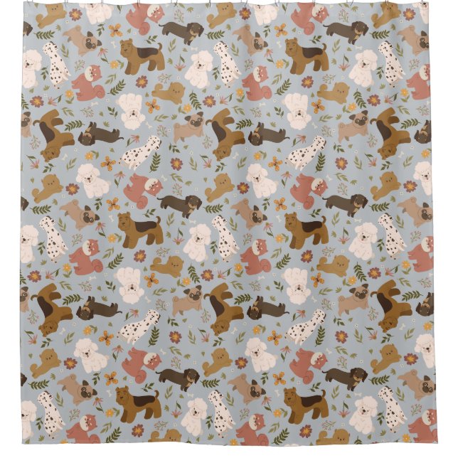 Dogs Pattern Shower Curtain (Front)