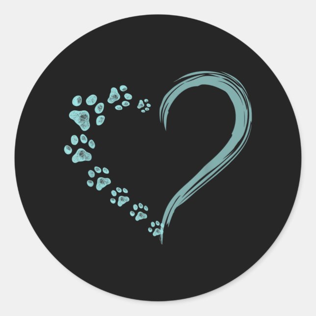 Dogs Paw Print Heart Dog Mom Classic Round Sticker (Front)