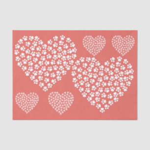 Dogs' Paw Prints In White On Red Tissue Paper