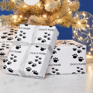 Dog's Pawprint Trail Wrapping Paper