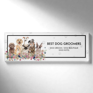 Dogs Paws Frame Clear Floral Elegant Name Tag