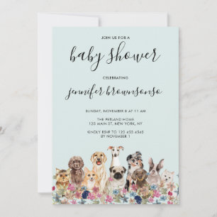 Dogs Pet Family Party Plan Baby Shower Invitation