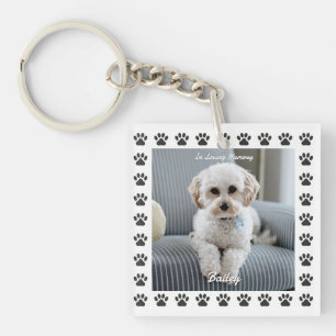 Dog's Photo, Name, In Loving Memory, Paw Prints Keychain