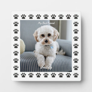 Dog's Photo, Name, My Best Friend, Paw Prints Plaque