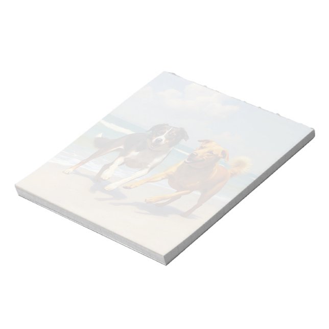 Dogs playing at the beach notepad (Rotated)